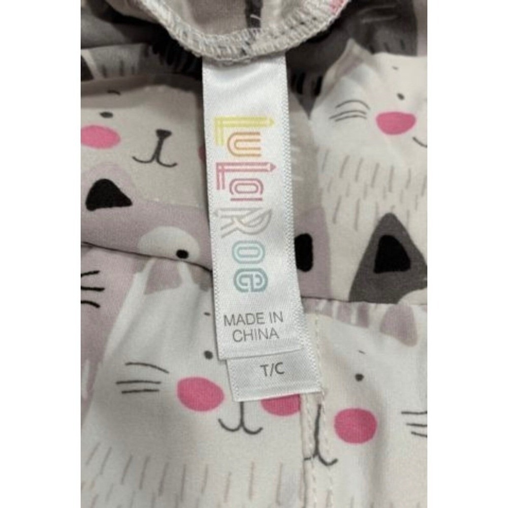 LuLaRoe Womens Leggings Size TC Gray White Pink Cat Cats Kittens Tall Curvy NWT - Picture 3 of 4